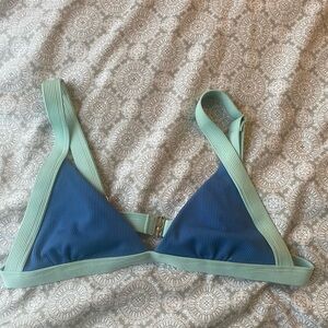 Blue & Mint Triangle Bikini Top - Women's Swim